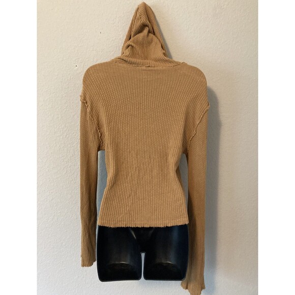 Lovers and Friends Cropped Waffle Hoodie Womens Size Small Distressed - Picture 3 of 8